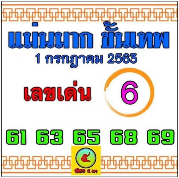 เลขเด็ดหวยแม่นมาก ขั้นเทพ 1/7/63