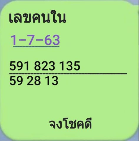 เลขเด็ดเลขคนใน 1/7/63