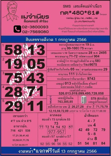 เลขเด็ดหวยแม่จำเนียร 1/7/66