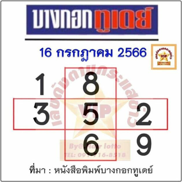 เลขเด็ดหวยบางกอกทูเดย์ 16/7/66
