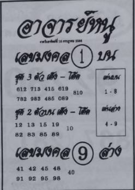 หวยอาจารย์หนู 16/7/66